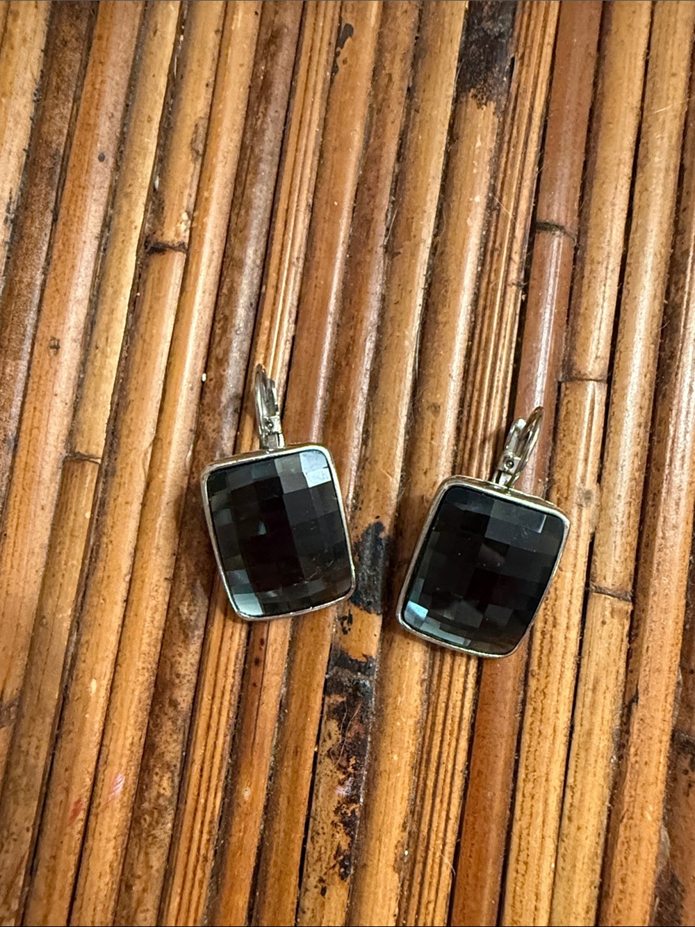 Checkerboard Smoky Quartz earrings